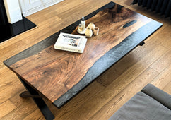 Walnut, Resin and Steel • Lounge Table